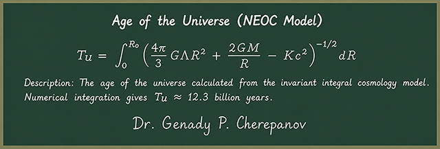 Dr. Cherepanov's formula for the age of the universe