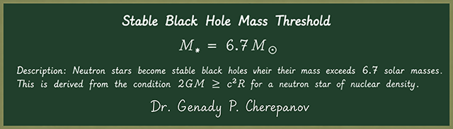 Dr. Cherepanov's stable black hole mass threshold