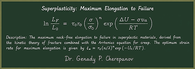 Dr. Cherepanov's superplasticity elongation formula